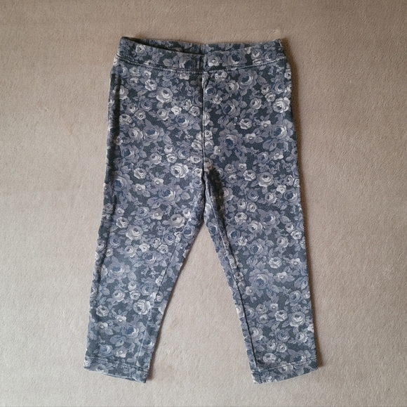 Gap Girl Grey/White Rose Leggings Size 2 Years - Picture 1 of 3